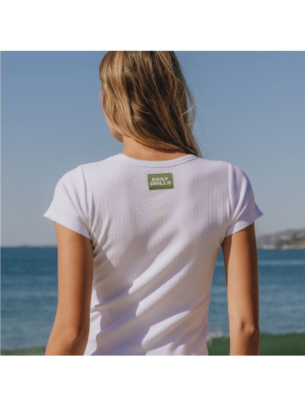 Daily Drills White Ribbed Pointelle Short Sleeve Top